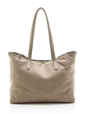 Stella McCartney Vegan Suede Chain Link Tote/shoulder Bag in Neutral Grey